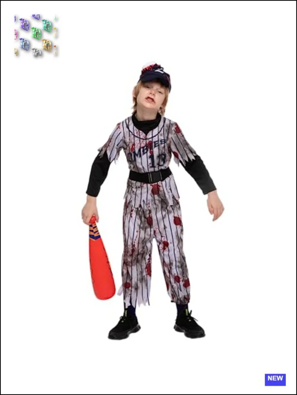 Boys Zombie Baseball Halloween Costume Kids Scary Top Pants Socks Hat